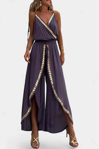 Olivia | Einzigartiger Jumpsuit mit goldenen Details und Beinschlitz