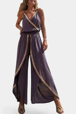 Olivia | Einzigartiger Jumpsuit mit goldenen Details und Beinschlitz