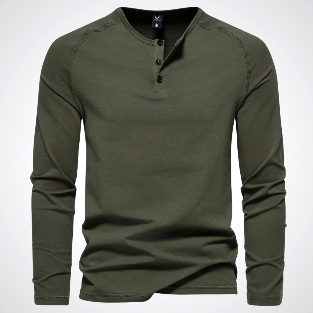 Finn | Baumwoll-Langarm-Henleyshirt