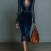 Seraphina | Zeitloses Samtkleid mit Spitze