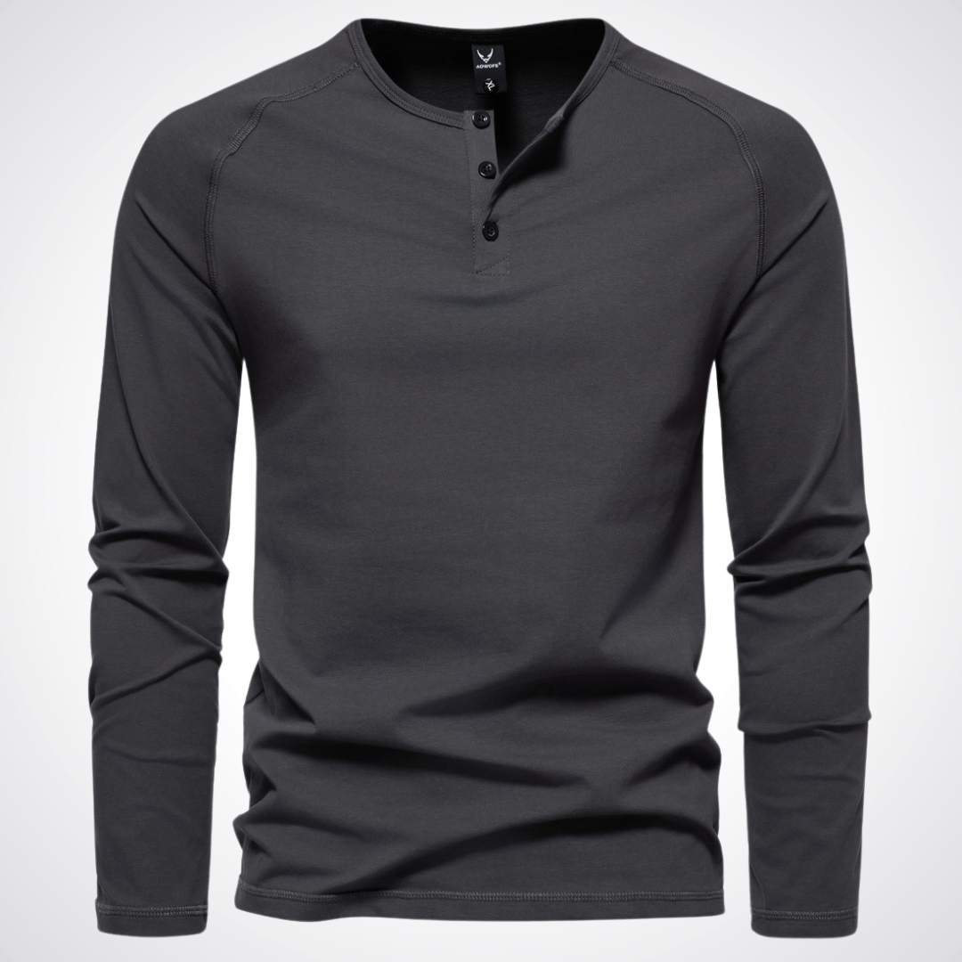 Finn | Baumwoll-Langarm-Henleyshirt