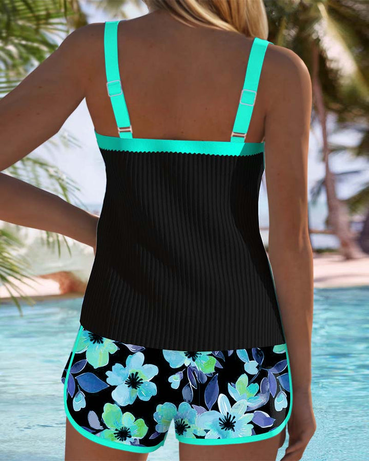 Viktoria | Lebendiger Tankini mit Kontrastdetails