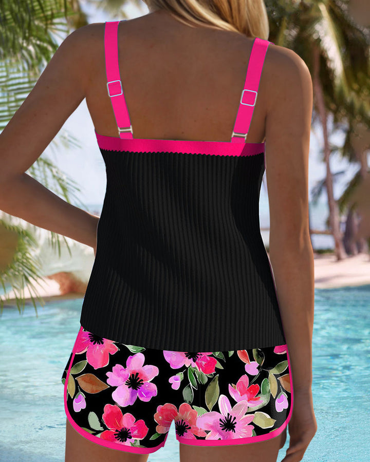 Viktoria | Lebendiger Tankini mit Kontrastdetails