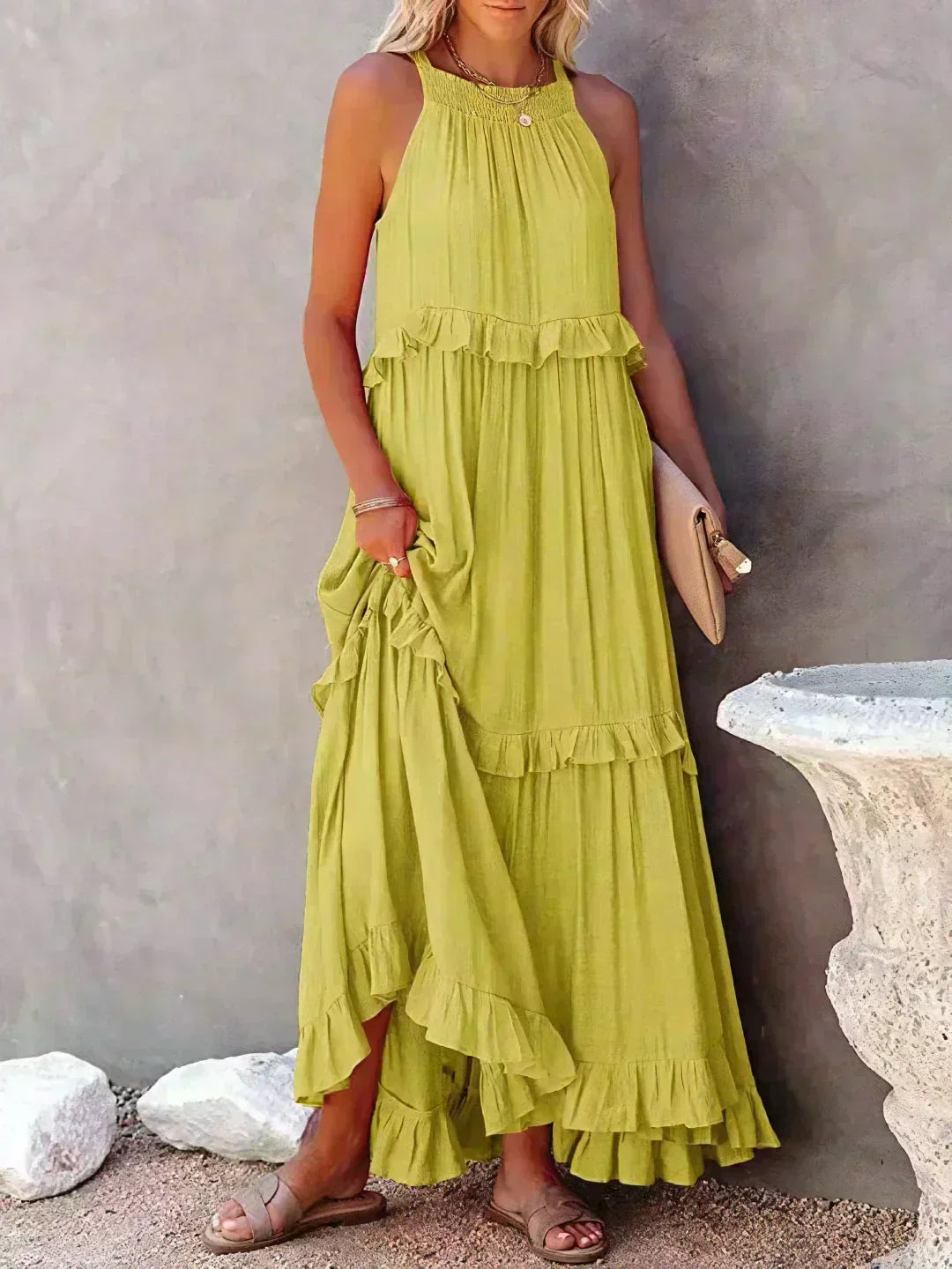 Lou | Elegantes ärmelloses Kleid mit Rüschen