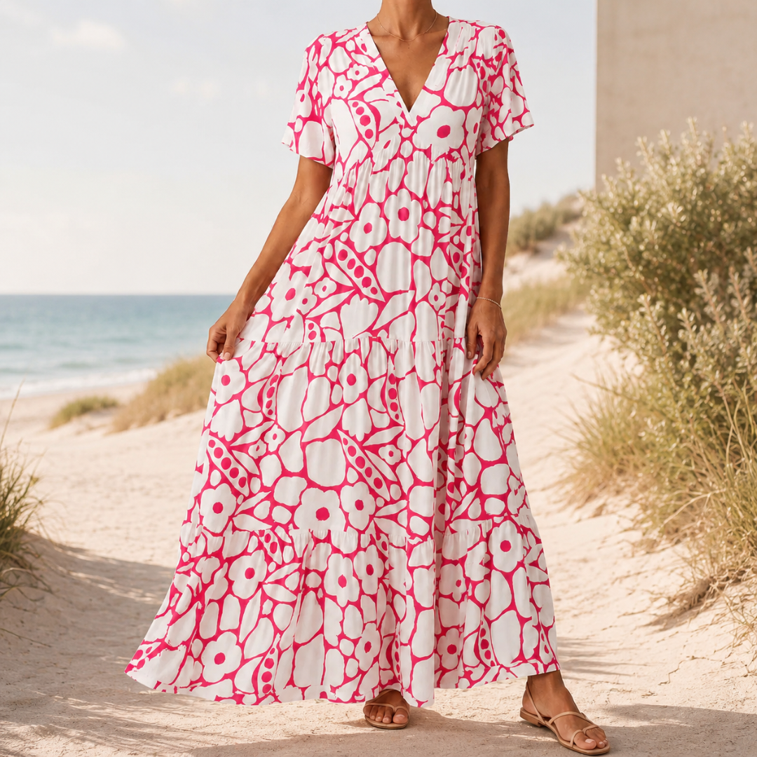 CHLOE | LANGES SOMMERKLEID DAS DEN BAUCH SCHÖN KASCHIERT