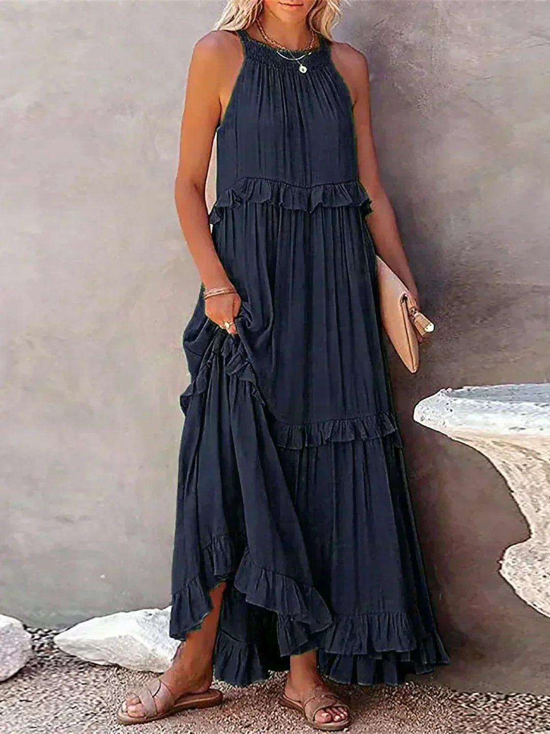 Lou | Elegantes ärmelloses Kleid mit Rüschen