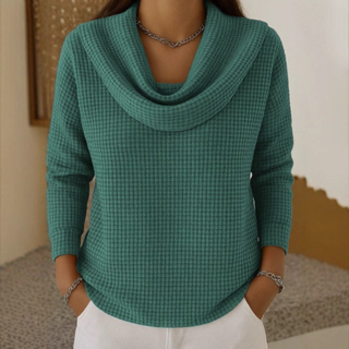 Amber | Warme Waffel-Pullover mit Eleganter Wasserfall-Ausschnitt