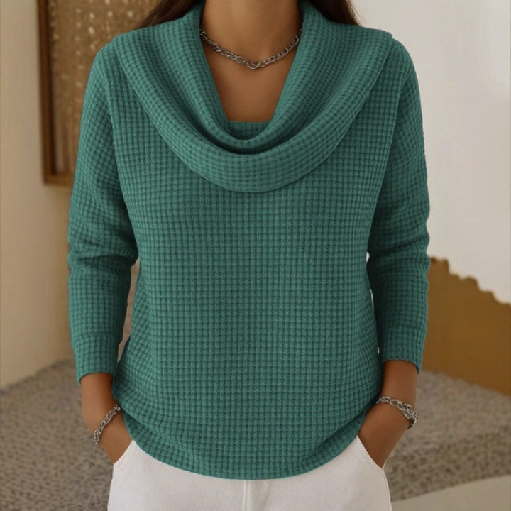 Amber | Warme Waffel-Pullover mit Eleganter Wasserfall-Ausschnitt