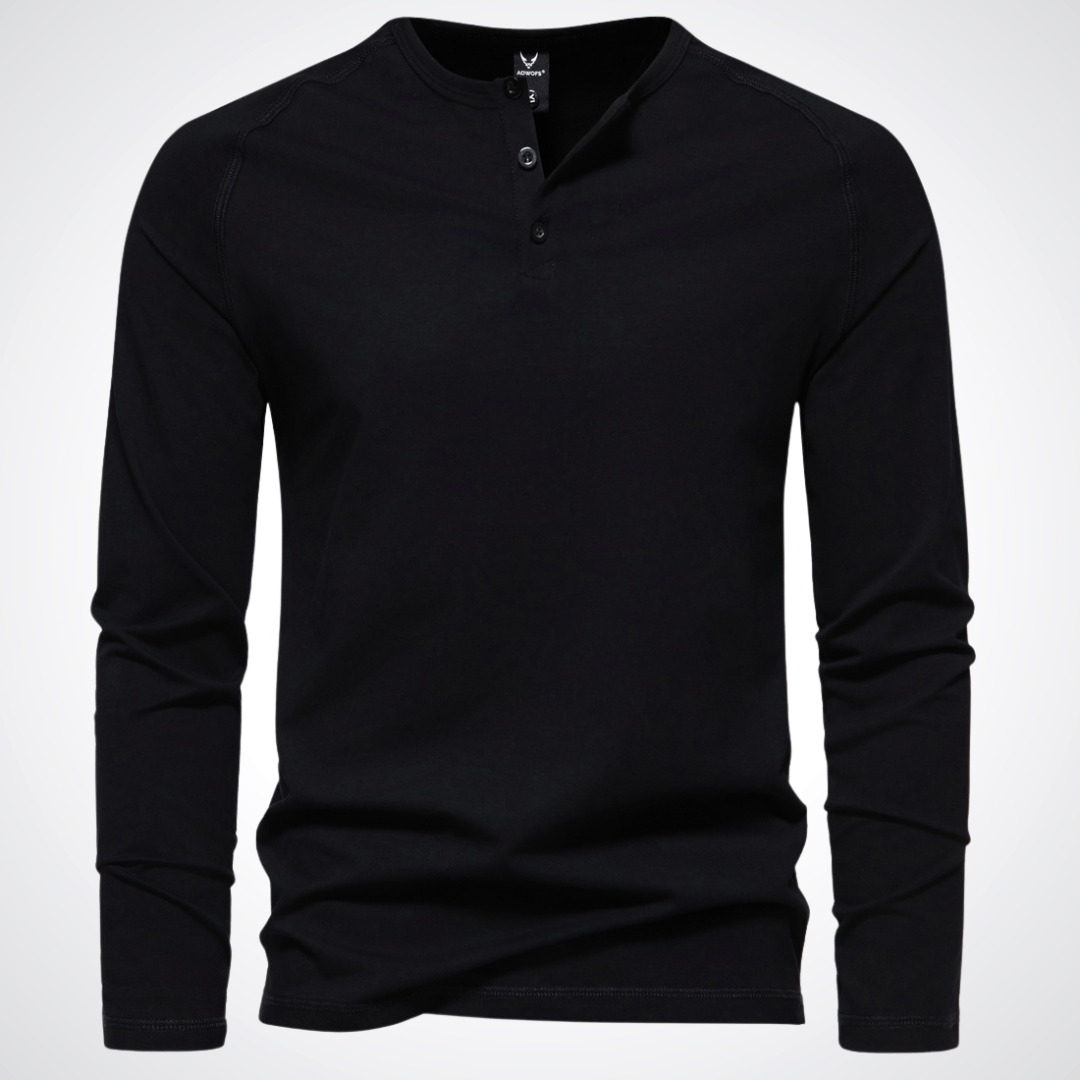 Finn | Baumwoll-Langarm-Henleyshirt
