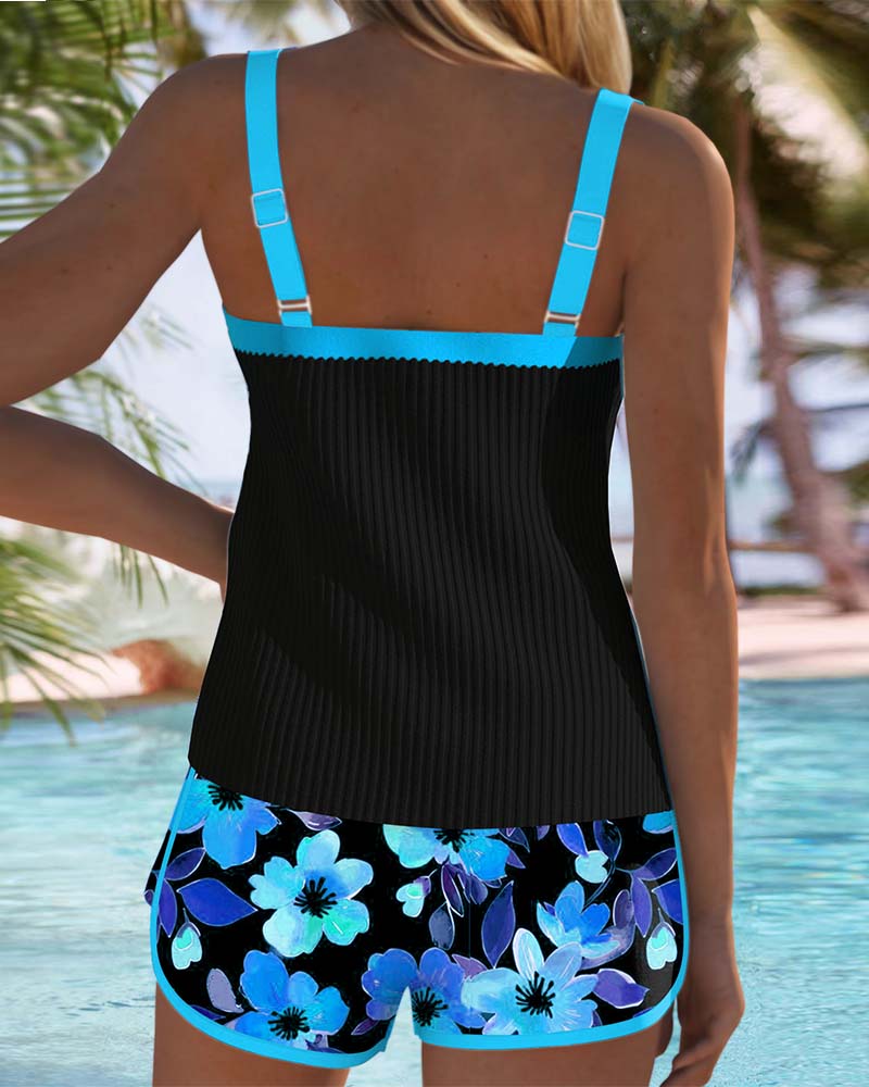 Viktoria | Lebendiger Tankini mit Kontrastdetails