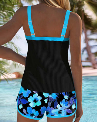 Viktoria | Lebendiger Tankini mit Kontrastdetails