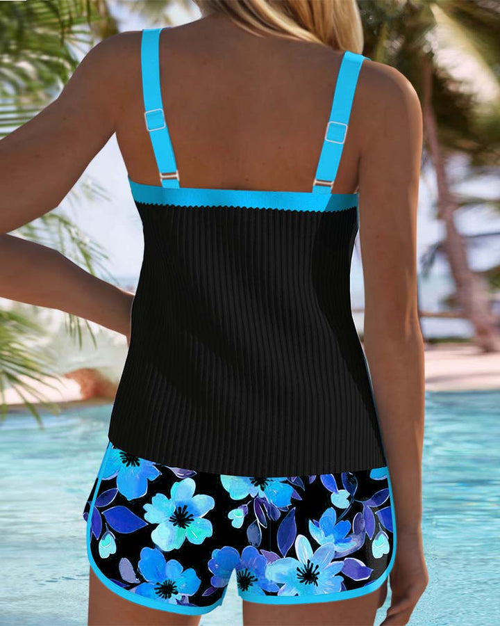Viktoria | Lebendiger Tankini mit Kontrastdetails