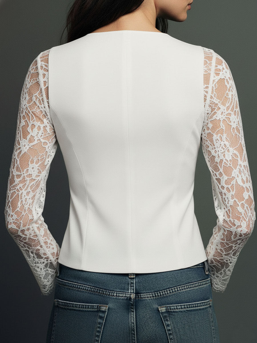 Selina | Elegante Spitzenbluse mit taillierter Weste