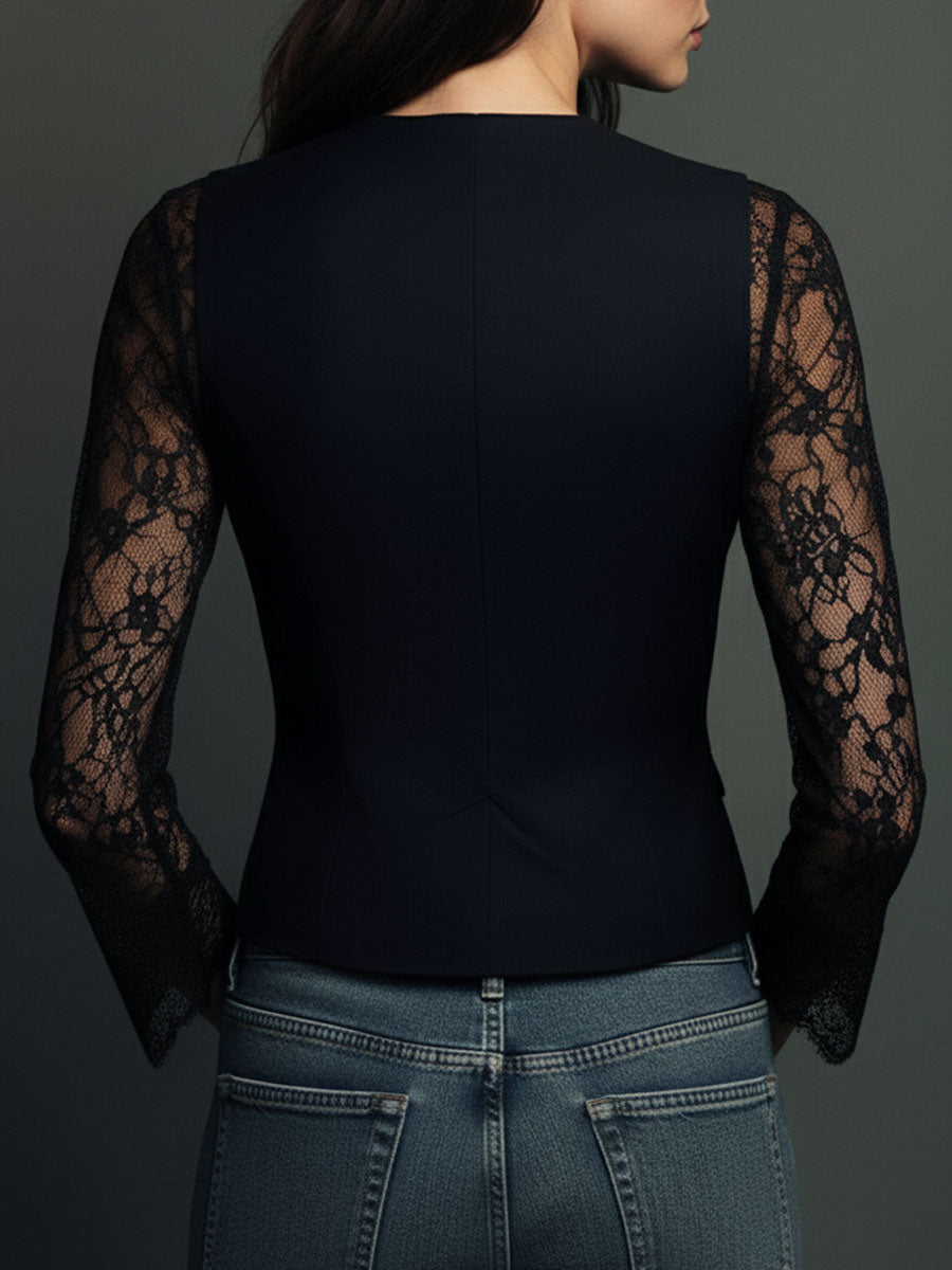 Selina | Elegante Spitzenbluse mit taillierter Weste