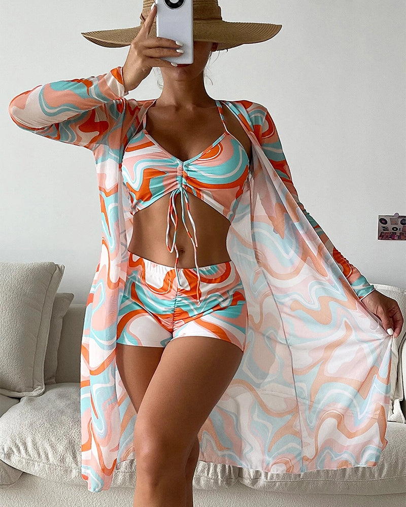 Finja | Bedrucktes 3-teiliges Bikini-Set