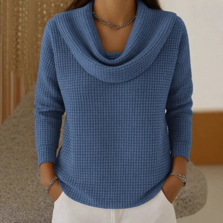 Amber | Warme Waffel-Pullover mit Eleganter Wasserfall-Ausschnitt