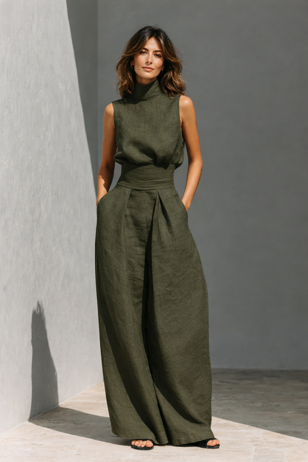 Maria | Minimalistisches Zweiteiler-Set mit weitem Bein