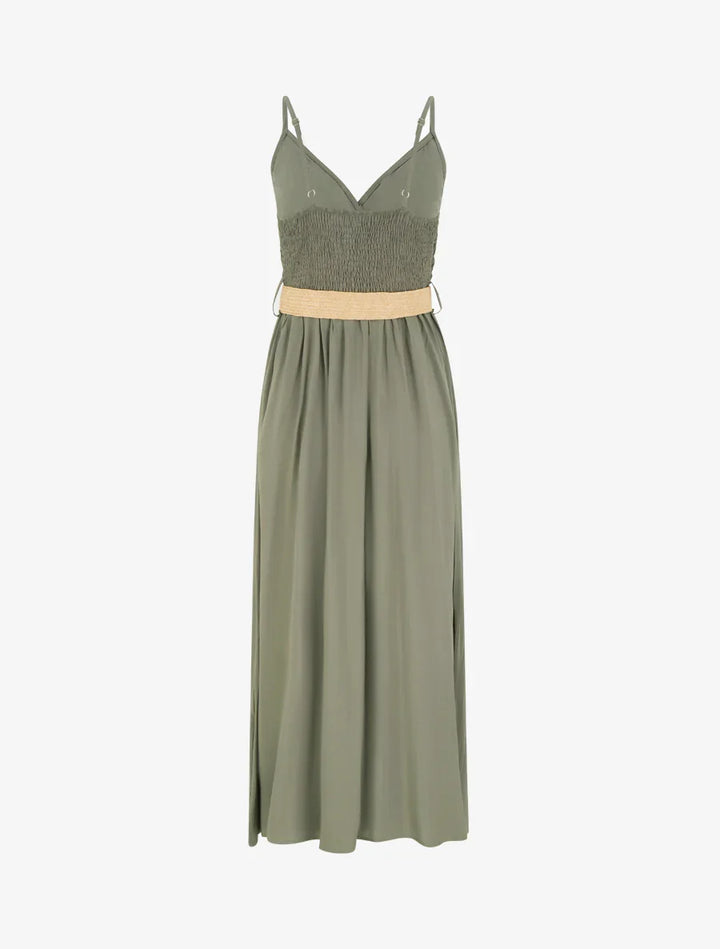 Elena | Langes schlichtes Kleid mit Spitzenoberteil