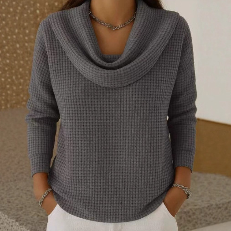 Amber | Warme Waffel-Pullover mit Eleganter Wasserfall-Ausschnitt