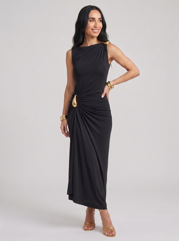 Cinthia | Elegantes Kleid mit goldenen Verzierungen