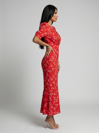 Amaia | Kleid mit floralem Design und V-Ausschnitt