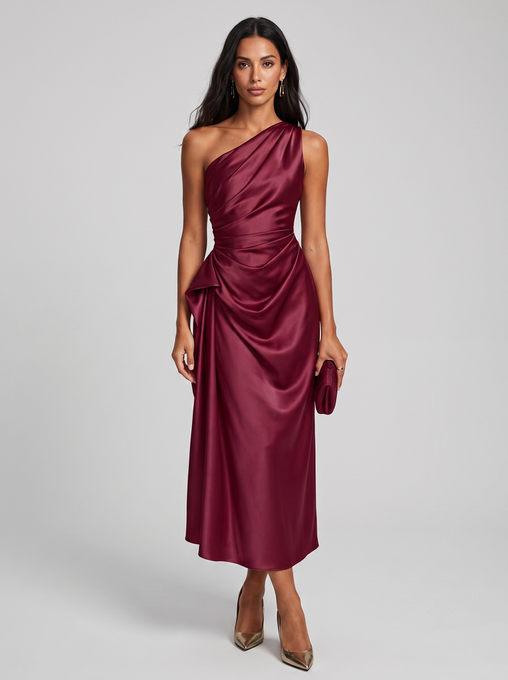 Iris | Langes Kleid mit asymmetrischem Ausschnitt