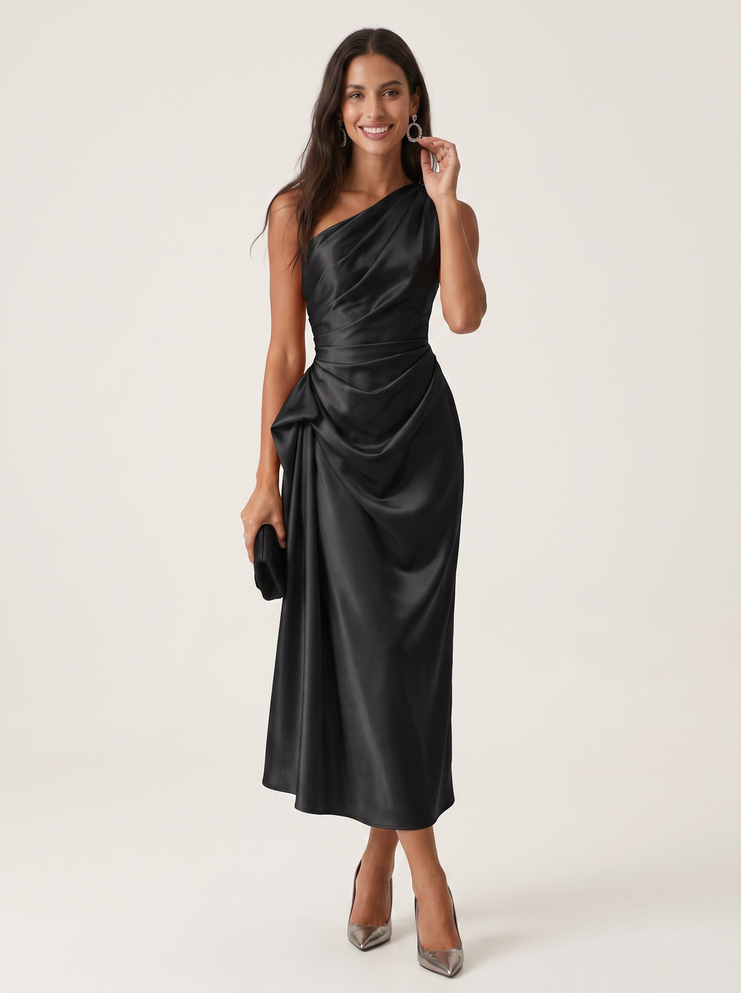 Iris | Langes Kleid mit asymmetrischem Ausschnitt