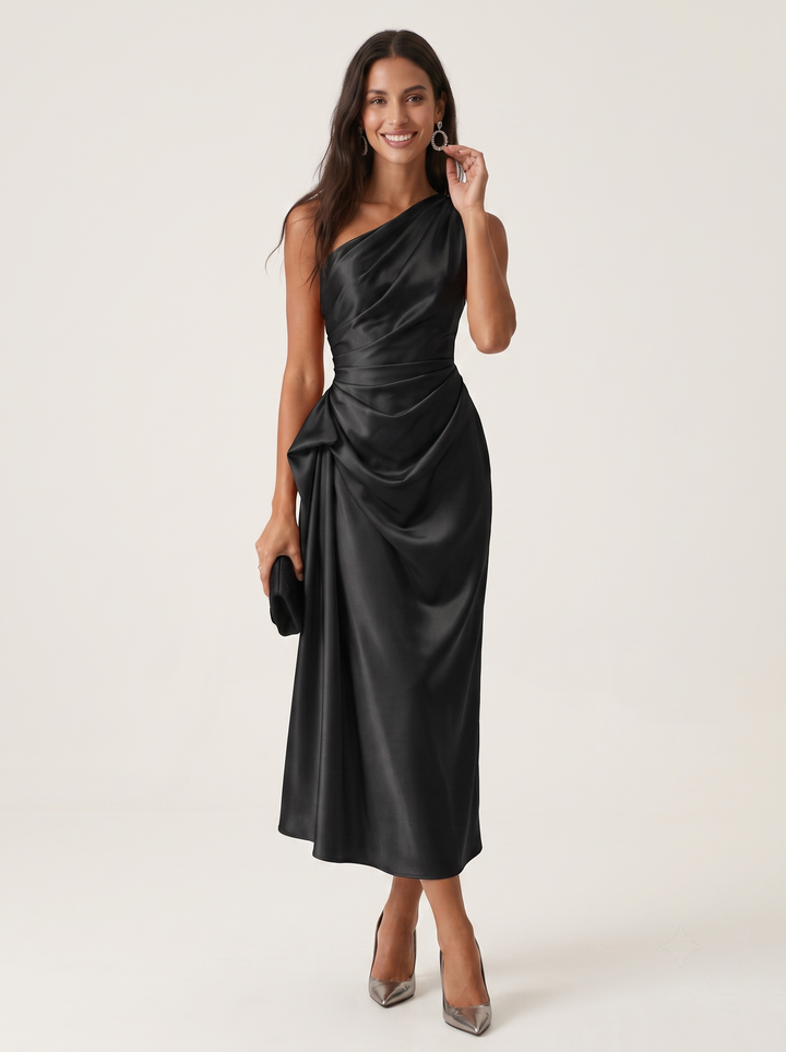 Iris | Langes Kleid mit asymmetrischem Ausschnitt
