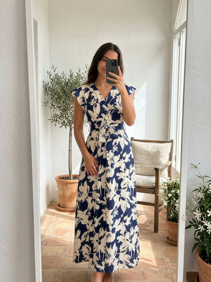 Elvira | Langes Kleid mit Blumenmuster