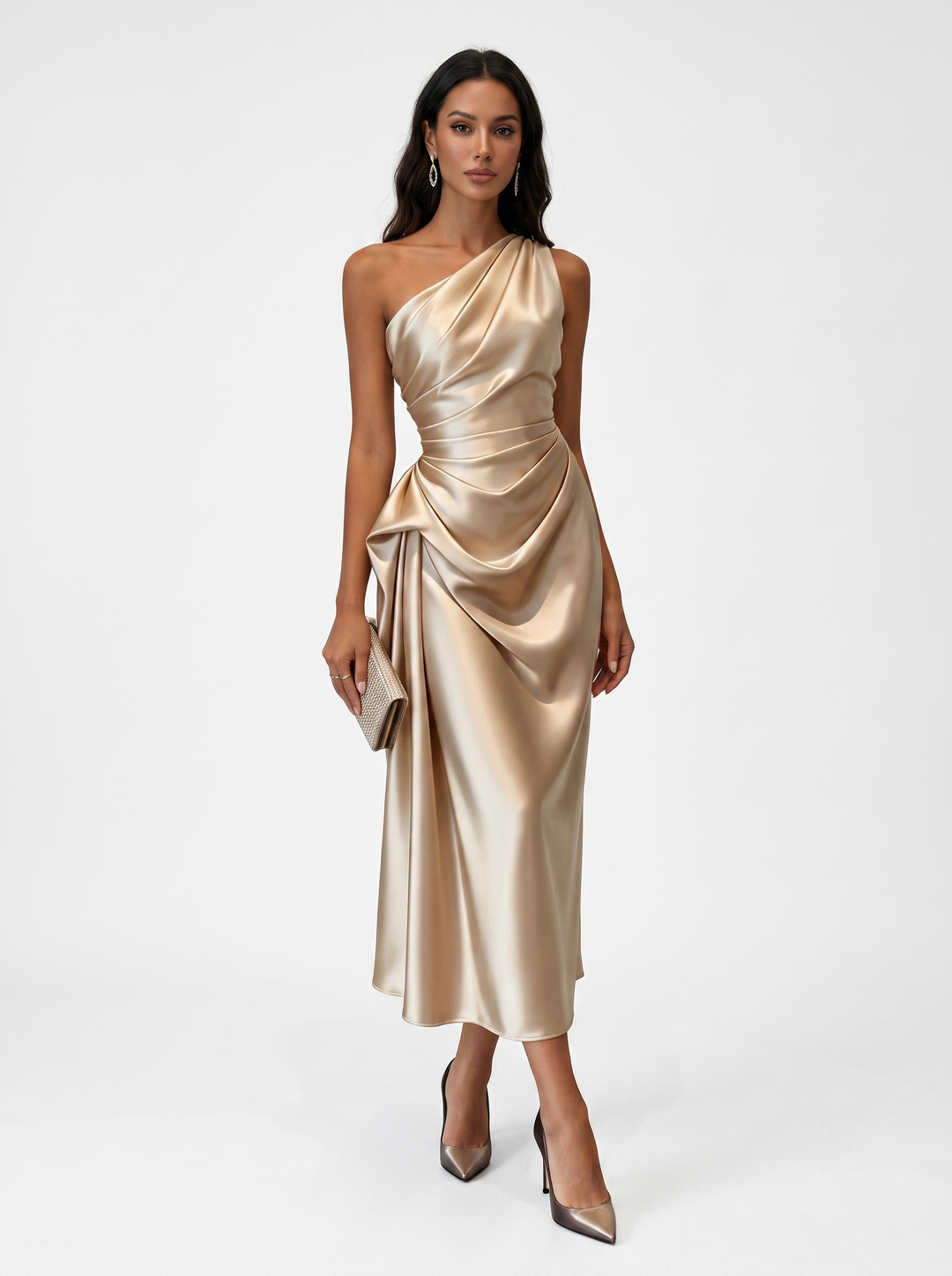 Iris | Langes Kleid mit asymmetrischem Ausschnitt