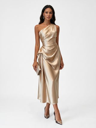 Iris | Langes Kleid mit asymmetrischem Ausschnitt