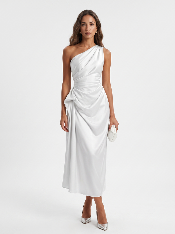 Iris | Langes Kleid mit asymmetrischem Ausschnitt