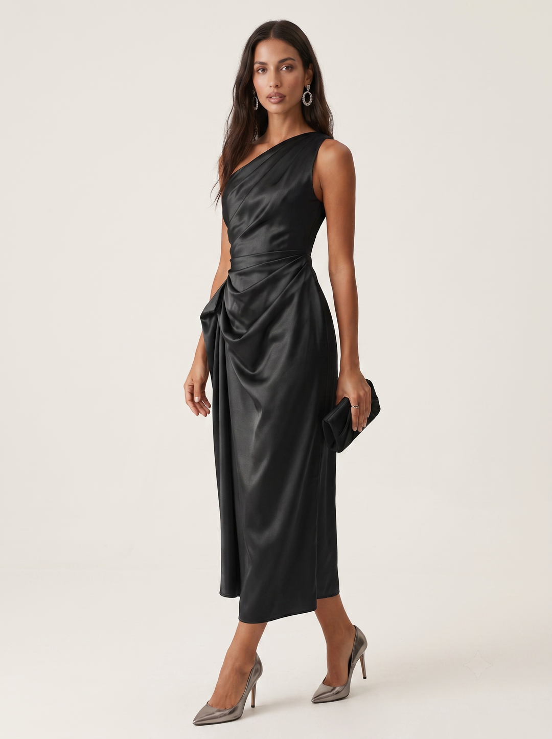 Iris | Langes Kleid mit asymmetrischem Ausschnitt