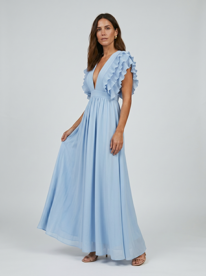 Teresa | Elegantes langes Kleid mit V-Ausschnitt