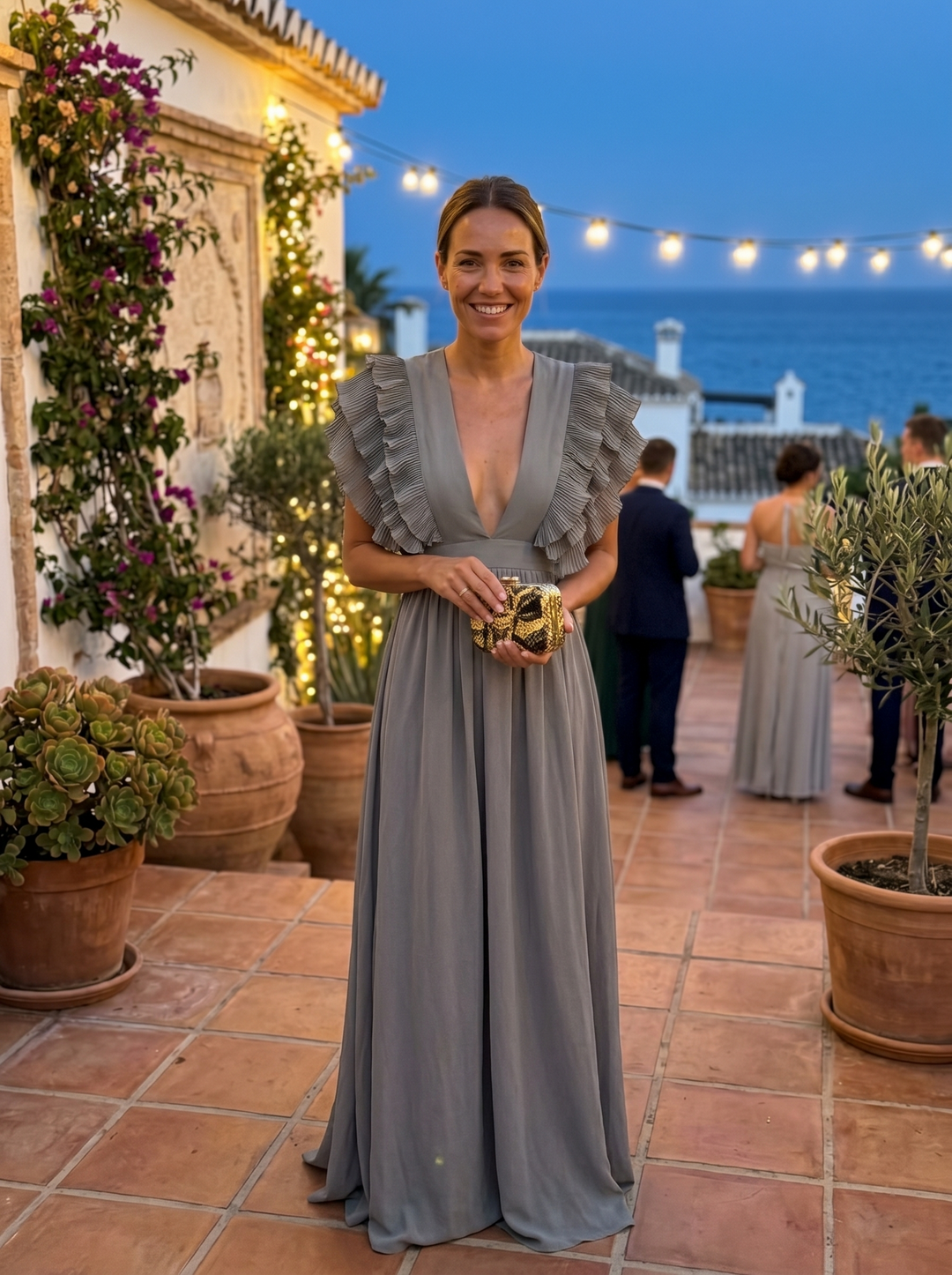 Teresa | Elegantes langes Kleid mit V-Ausschnitt
