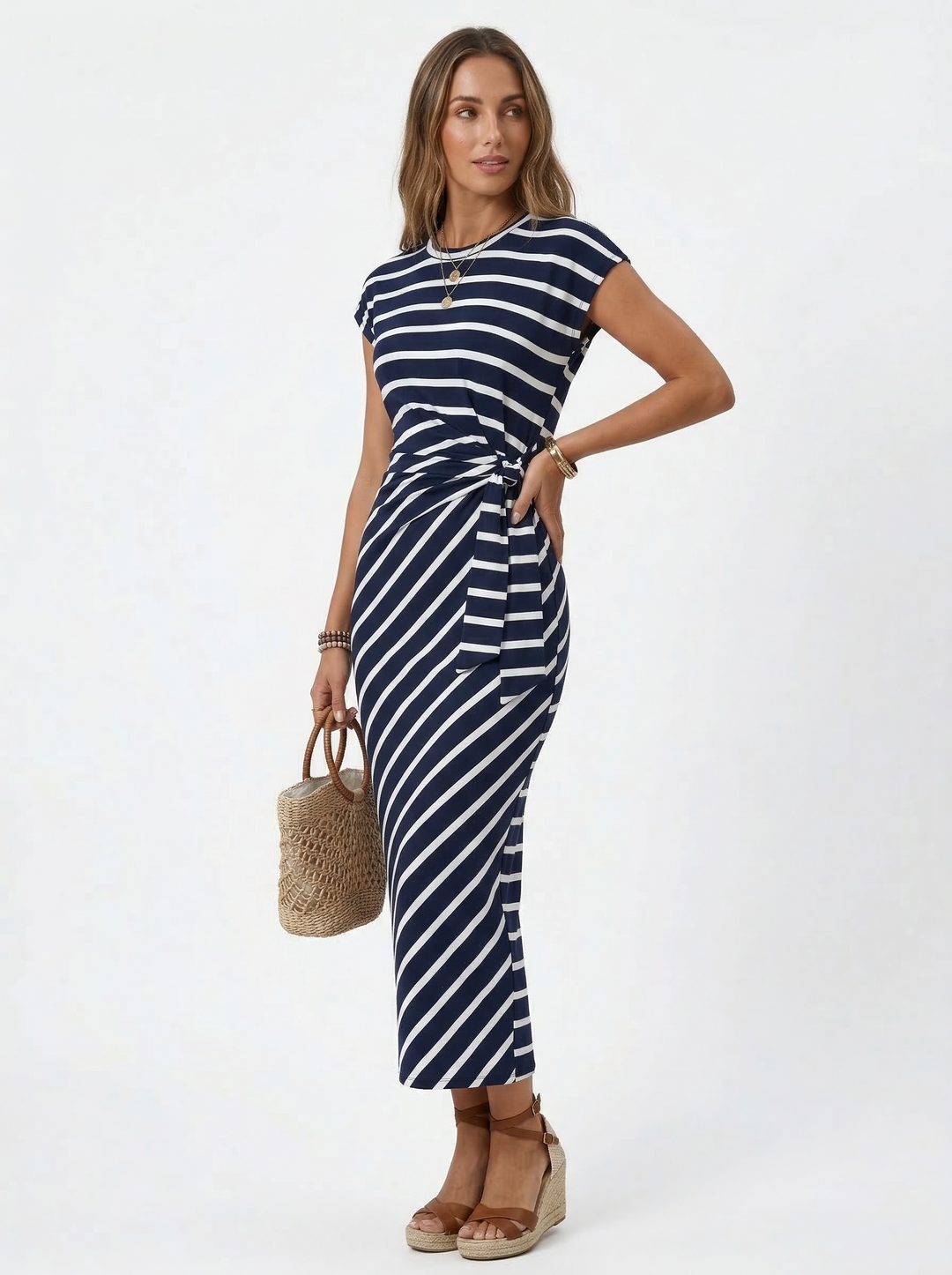 Diana | Langes Kleid mit seitlichem Bindeband