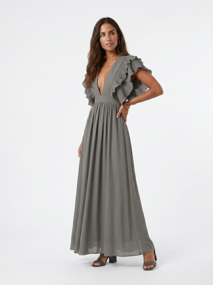 Teresa | Elegantes langes Kleid mit V-Ausschnitt