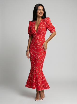 Amaia | Kleid mit floralem Design und V-Ausschnitt