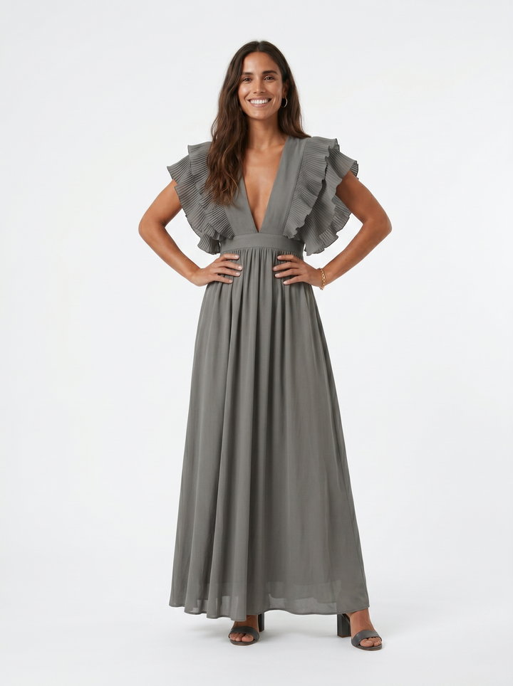Teresa | Elegantes langes Kleid mit V-Ausschnitt