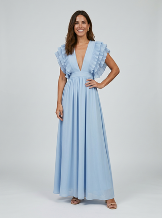 Teresa | Elegantes langes Kleid mit V-Ausschnitt