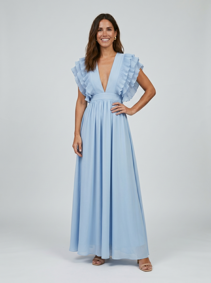 Teresa | Elegantes langes Kleid mit V-Ausschnitt