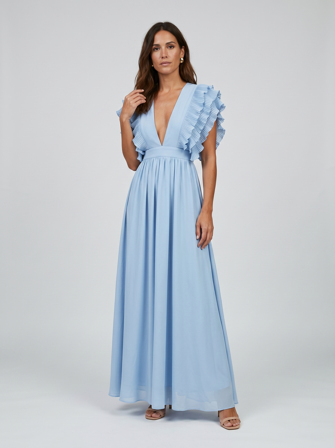 Teresa | Elegantes langes Kleid mit V-Ausschnitt