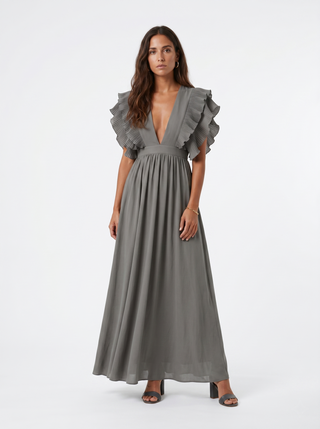 Teresa | Elegantes langes Kleid mit V-Ausschnitt