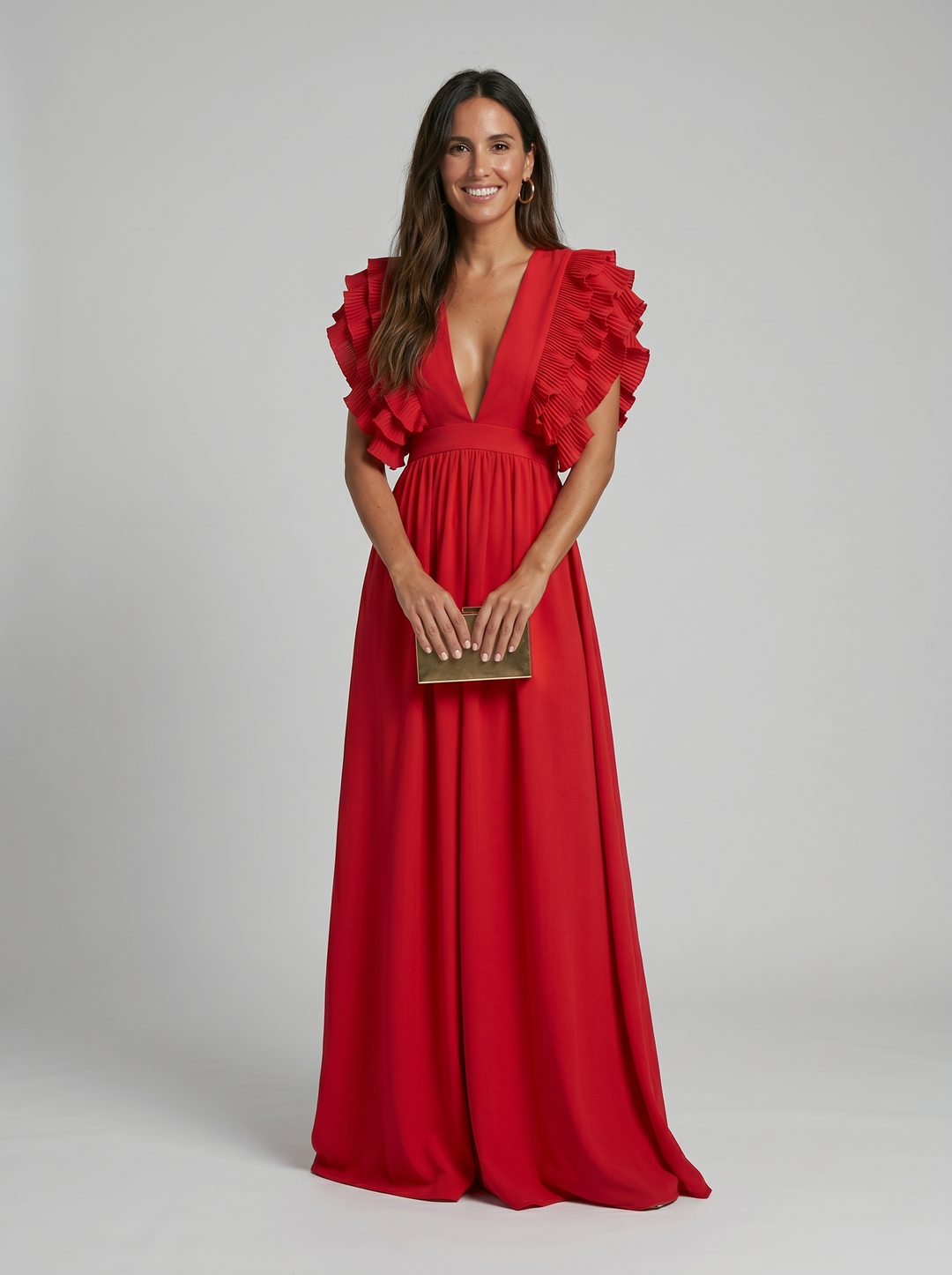 Teresa | Elegantes langes Kleid mit V-Ausschnitt