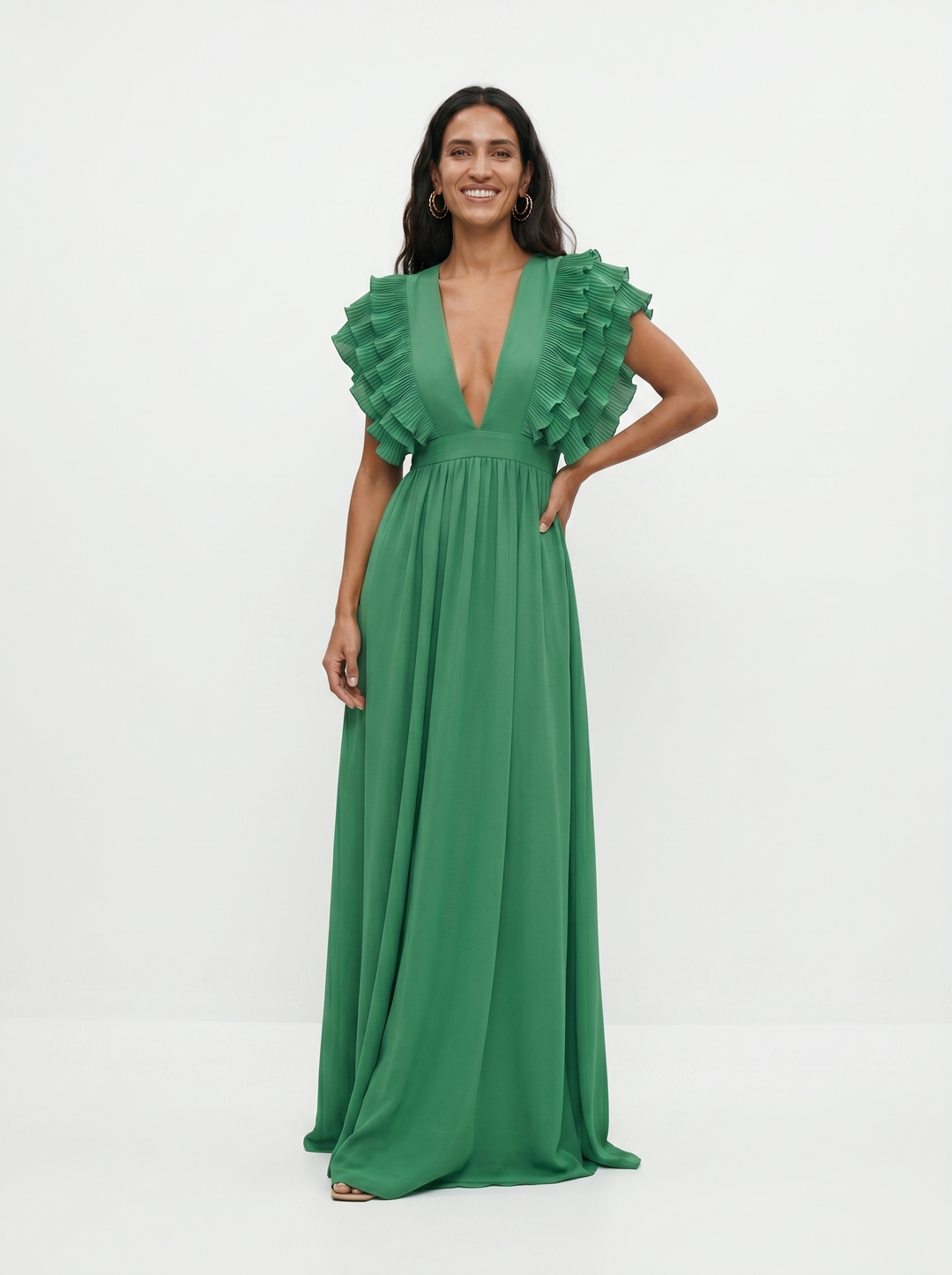Teresa | Elegantes langes Kleid mit V-Ausschnitt