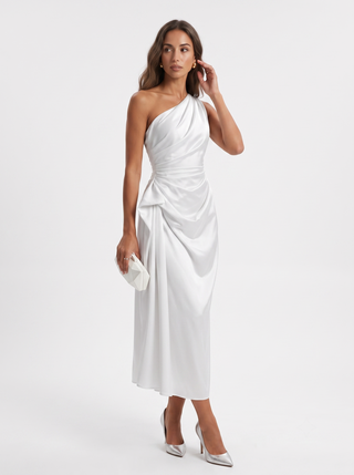 Iris | Langes Kleid mit asymmetrischem Ausschnitt