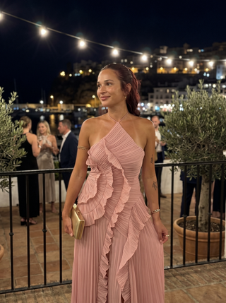 Ariadna | Langes plissiertes Kleid mit Volants