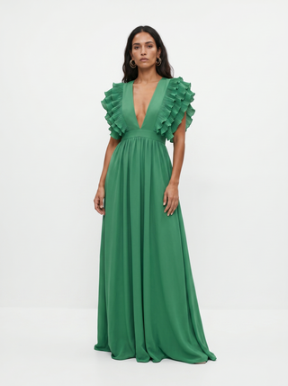 Teresa | Elegantes langes Kleid mit V-Ausschnitt