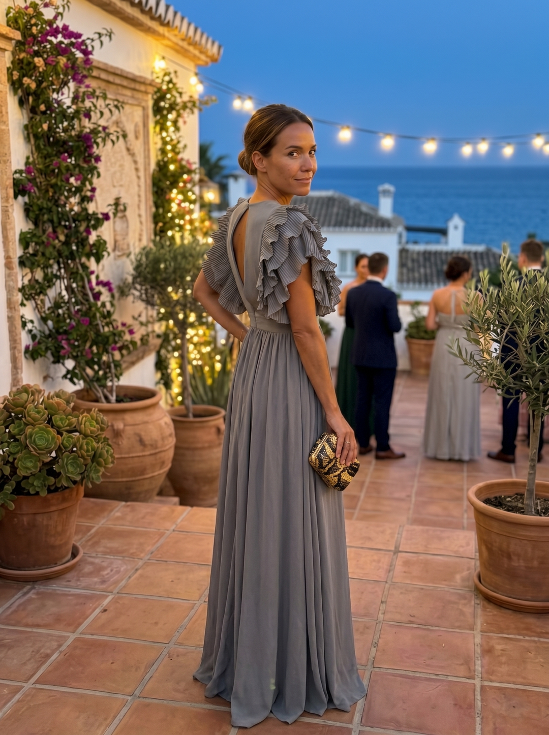 Teresa | Elegantes langes Kleid mit V-Ausschnitt