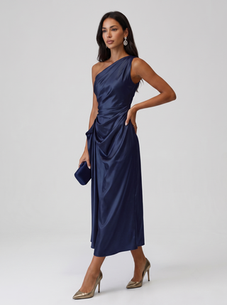 Iris | Langes Kleid mit asymmetrischem Ausschnitt
